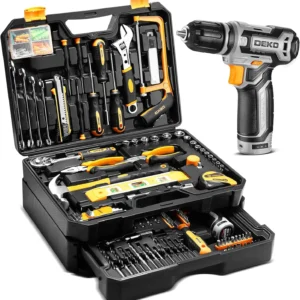 DEKO Home Mechanic Toolbox with 12V Power Cordless Drill Case