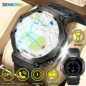 SENBONO Built-in GPS Smart Watch Men Bluetooth Call 3ATM