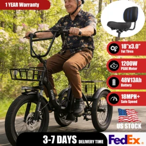 ESKUTE T300 Electric Bicycle Trike for Adults,