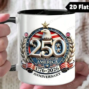1PC White Ceramic Patriotic Mug United States 250th Anniversary