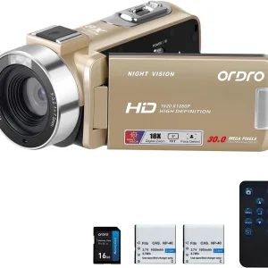 1080P 30FPS Full HD Camcorder, 30MP 18X Digital Zoom, Night Vision