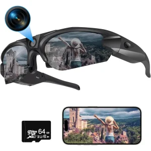 Action Camera with 64GB Card, Compatible with iOS & Android,