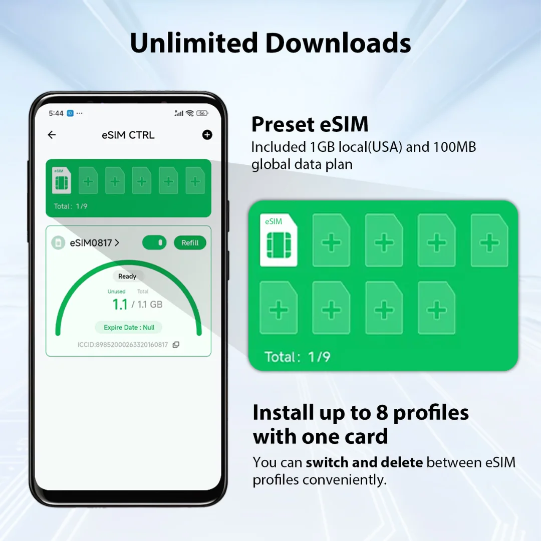EIOTCLUB ESIM Card for Android & iOS, Unlimited ESIM Downloads, - Image 3