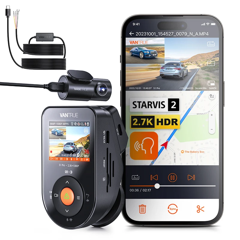 Vantrue S1pro Dashcam 2.7K Front and Rear - Image 7