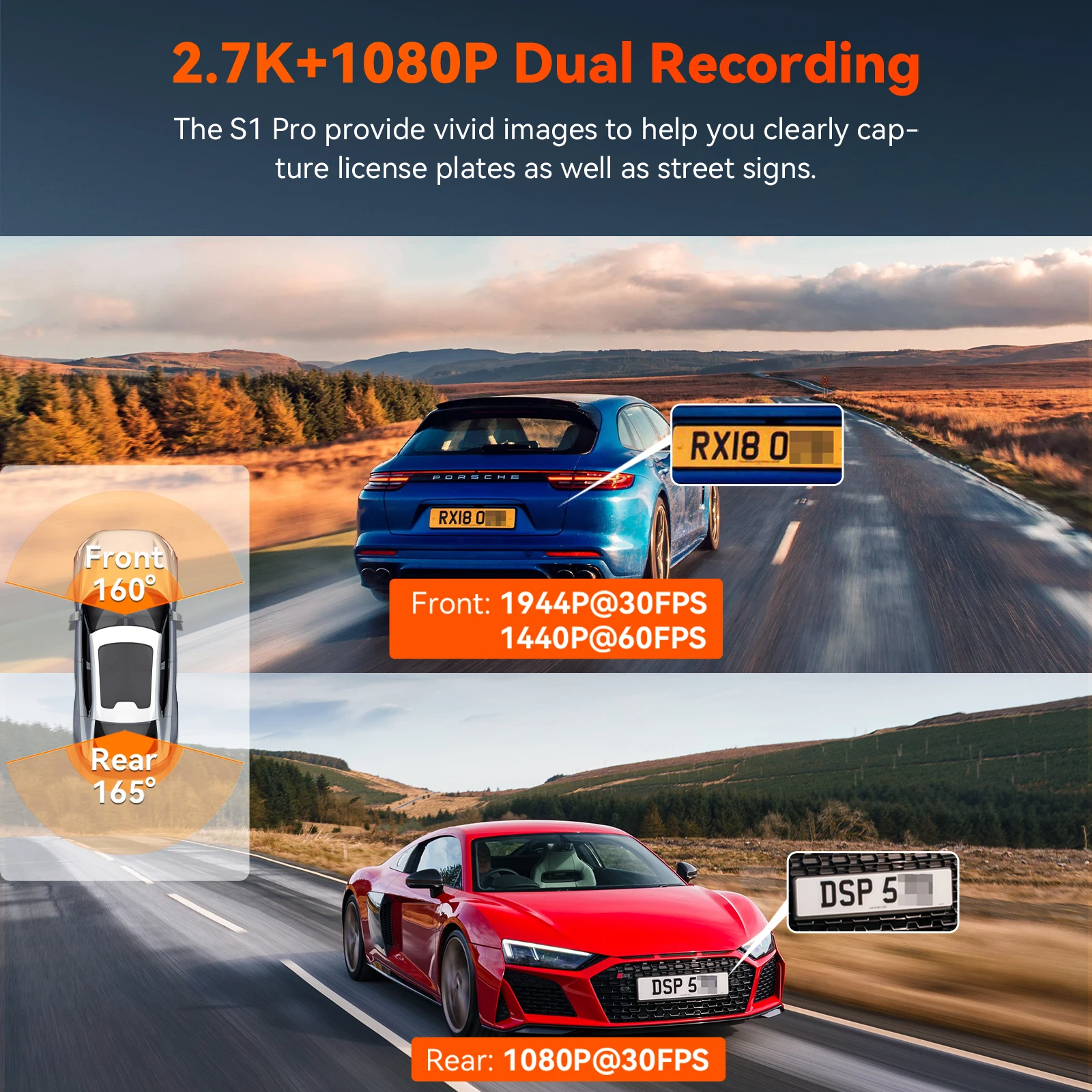 Vantrue S1pro Dashcam 2.7K Front and Rear - Image 2