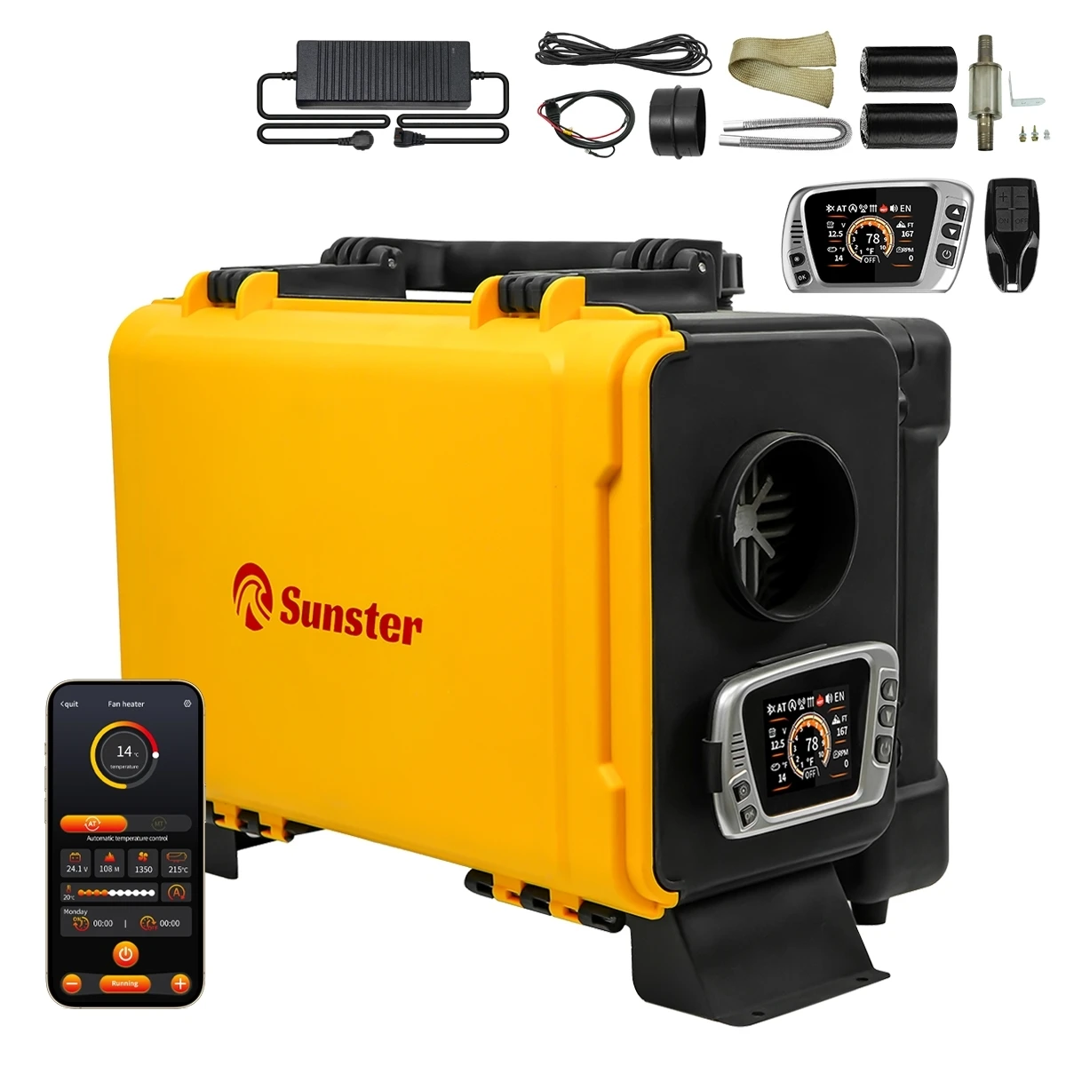 8KW 12V 220V Portable Diesel Air Heater With Bluetooth - Image 1