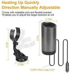 Electric Car Heated Hot Air Portable Defogger Defroster - Thumbnail Image 2