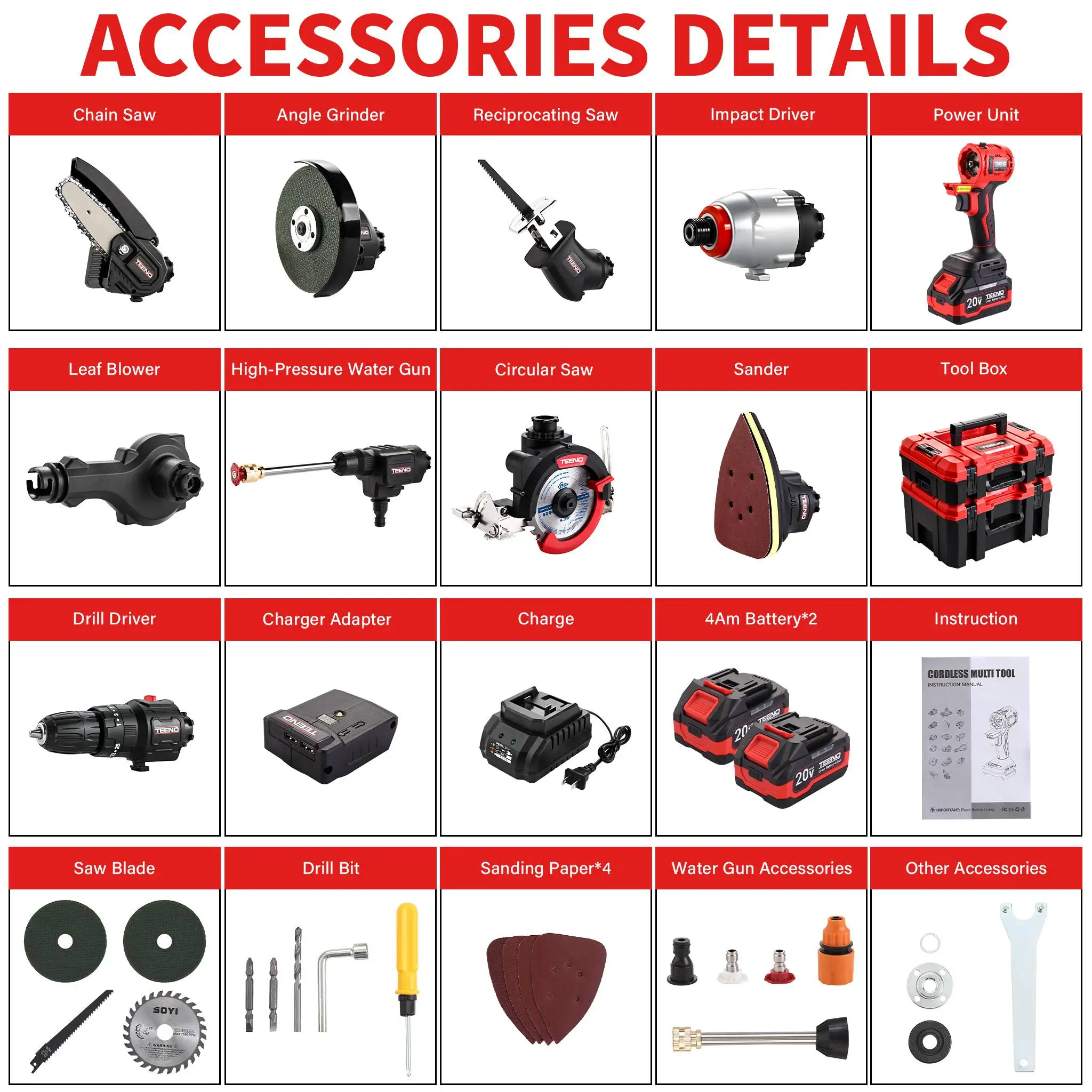 20V MAX Brushless Power Tool Combo Kit, 9-in-1 Cordless Interchangeable Multi-Tool Set - Image 2
