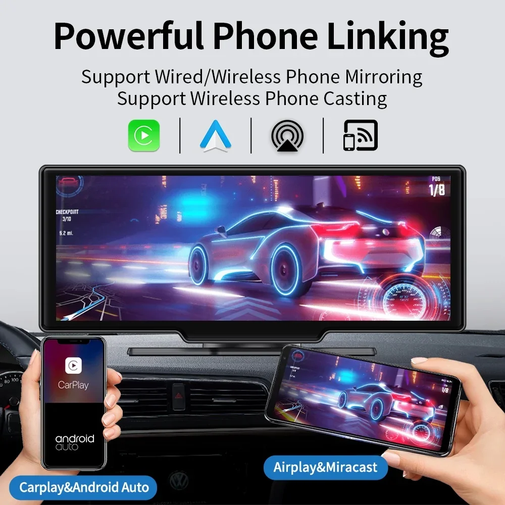 10.26 inch 4K + 1080P Dash Cam, Wireless For Android Auto - Image 2