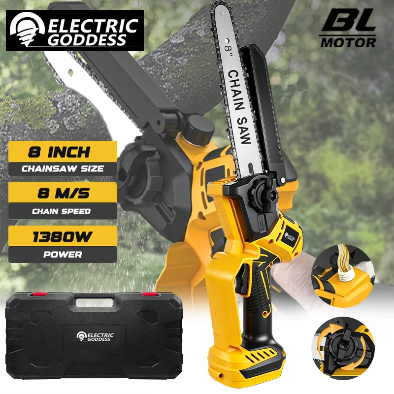 Dewalt 8 Inch 1380W Brushless Yellow Electric Chain Saw - Image 1