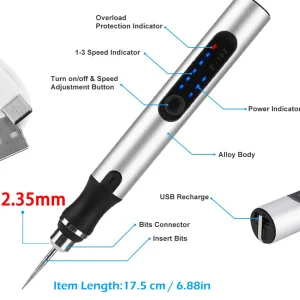 58/74/83 PCS USB Charging Mini Electric Engraving Machine - Thumbnail Image 3