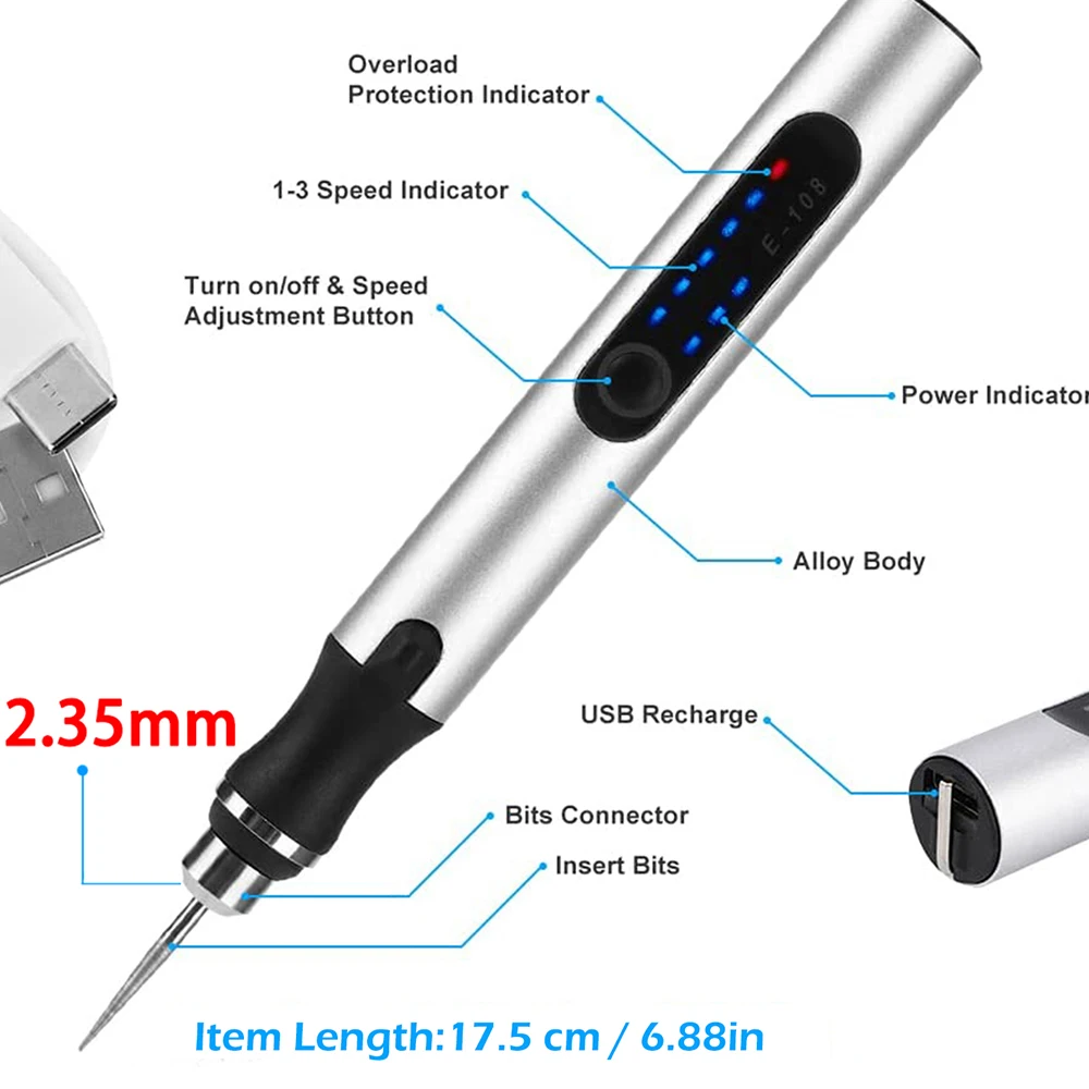 58/74/83 PCS USB Charging Mini Electric Engraving Machine - Image 3